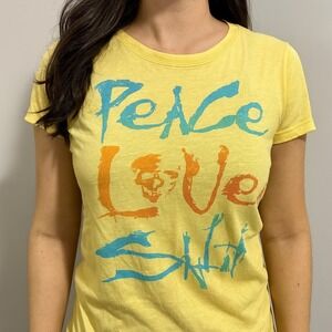 Salt Life Peace Love Salt‎ Yellow Graphic Tee T Shirt Women's Size L